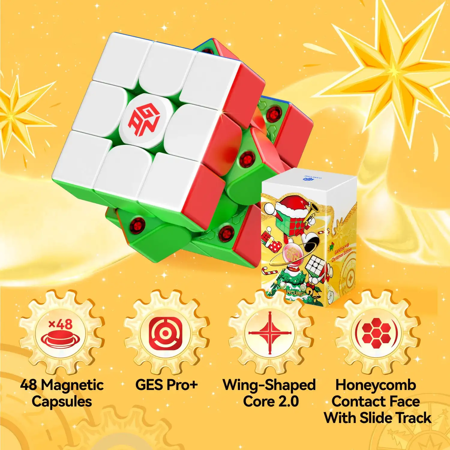 New GAN 356ME 2025 Christmas Edition Gan Cube 3x3 Magnetic Magic Speed Cube Stickerless Professional Kids Toys For Gifts