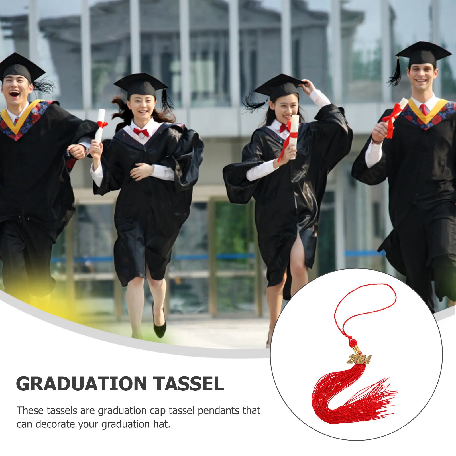 

12 шт. Декоративные кисточки для выпускных шапочек с подвесками, для выпускных головных уборов, украшения для академических церемоний, выпуск 2024