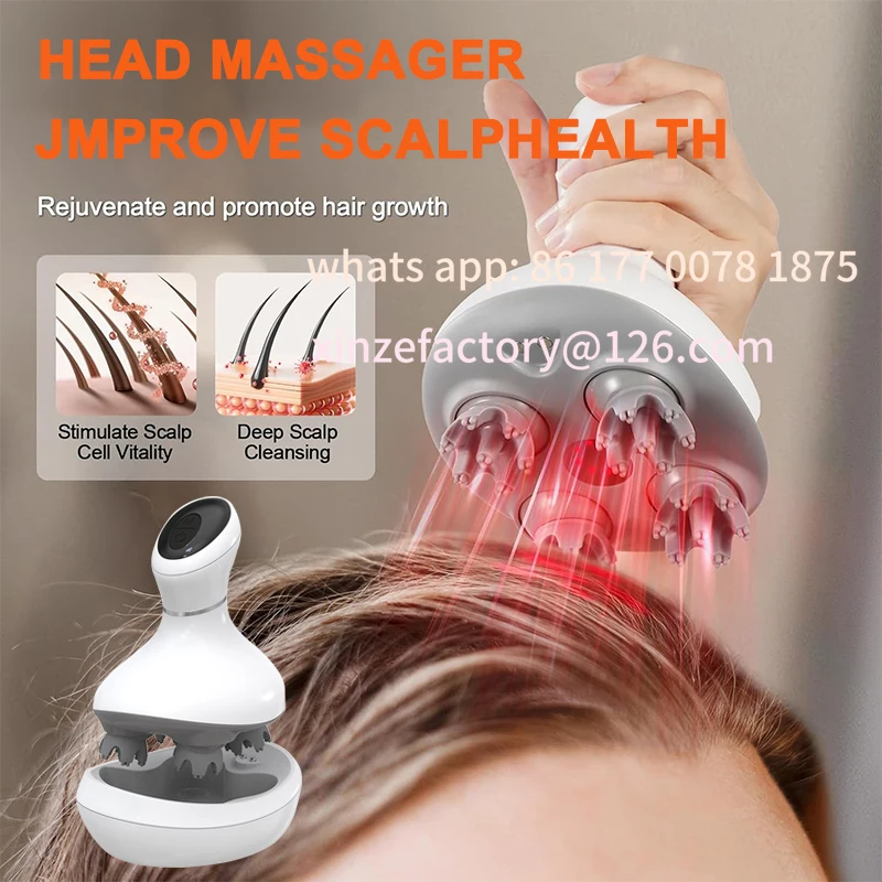 Customizable Stress Relax Scalp Massager Rechargeable Prevent Hair Loss Kneading Vibrat Health Care Head Massager Promote