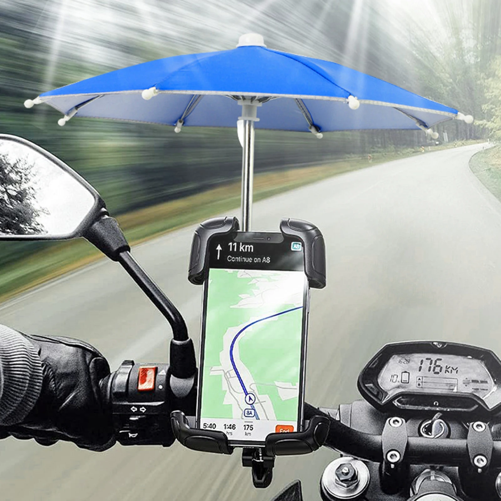 Versatile Bike Umbrella Holder Waterproof for Cycling Accessories Adjustable Car Interior Smartphone Mount Sunshade Clamp