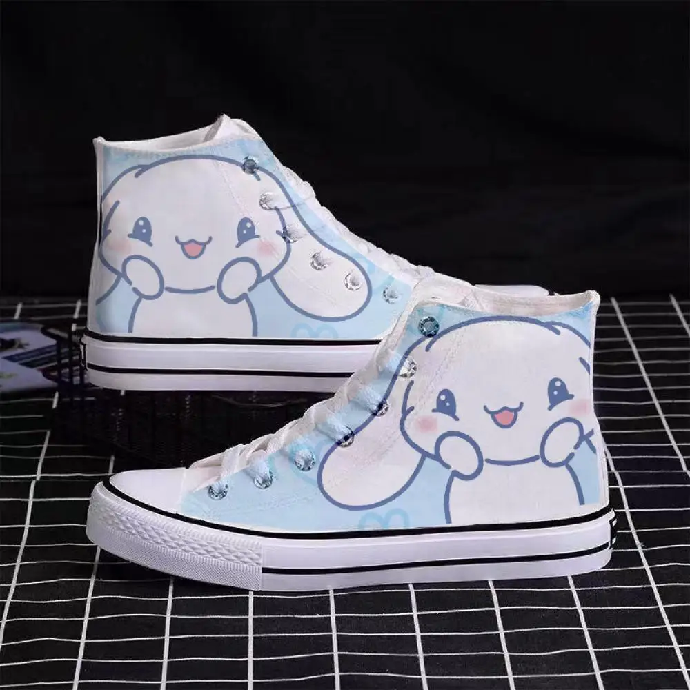 Sanrio Kawaii Cinnamoroll Girls Canvas Shoes Anime Student Casual Sneakers Cute Cartoon Printed High Top Sports Sneakers Shoes