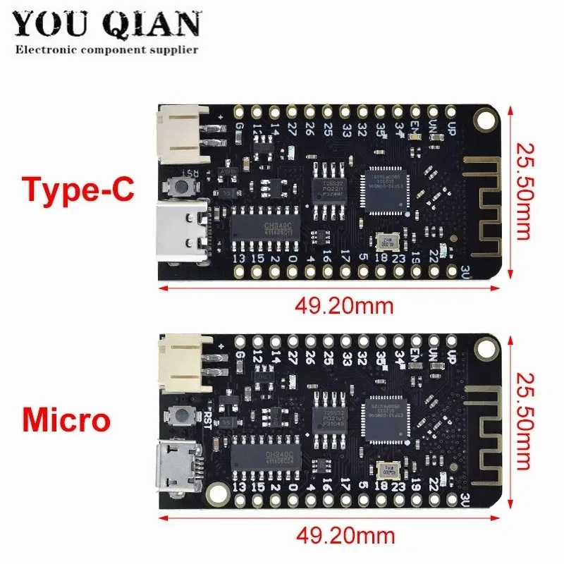 ESP32 Lite V1.0.0 Wifi Bluetooth Development Board ESP32 ESP-32 REV1 CH340G MicroPython 4MB Micro/TYPE-C USB For Arduino