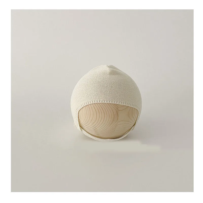 Chapéu coreano de malha para recém-nascidos, boné de proteção fina, gorro sólido para bebês meninas e meninos, pulôver infantil, outono