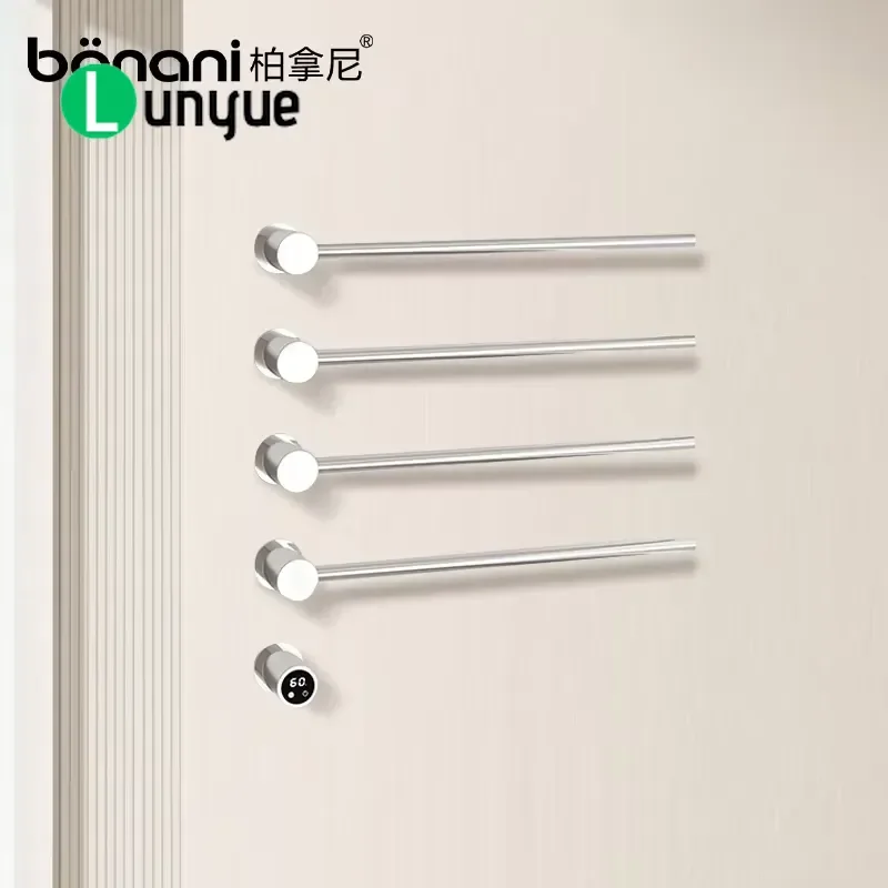 Electric Hidden Towel Rack IPX4 Waterproof Chrome Finish Smart Pre-embedded Warmer for Hotel Bathroom Home