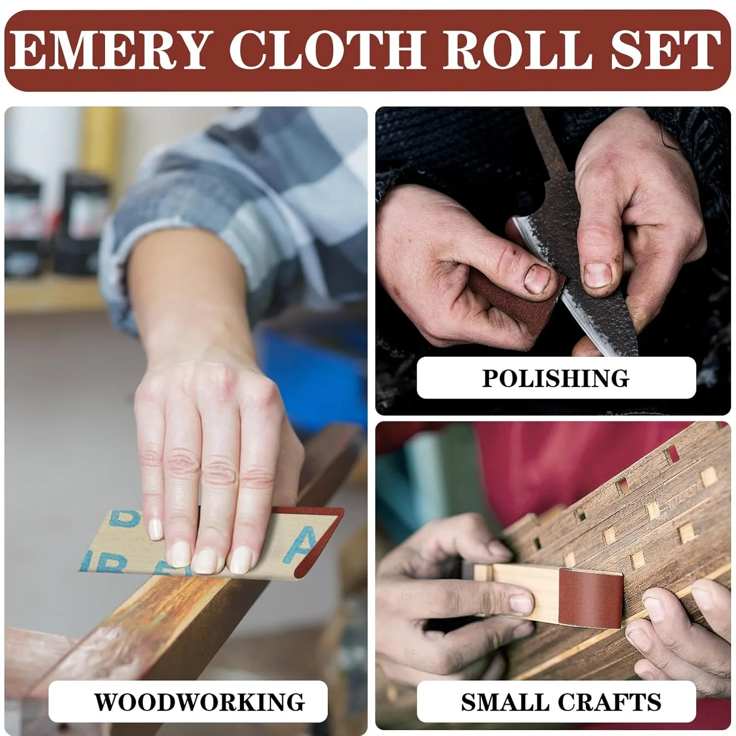 Rollos de tela de esmeril de 1 pulgada (2/5M), papel de lija continuo (2m / 5m) adecuado para lijado de madera, pulido de metales, detallado de automóviles