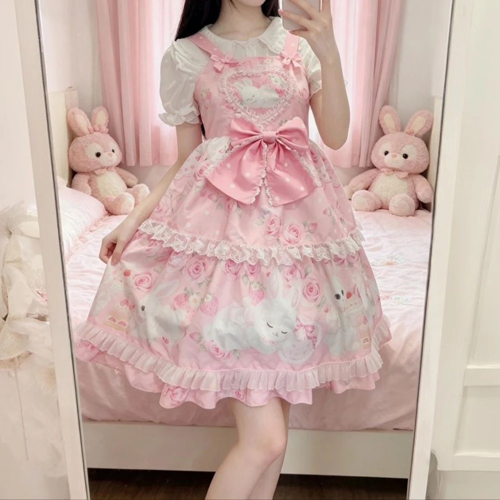 (Sweet Dream Tutu) Little Rabbit Toffee  Original Design Cute Printed  bodycon  Regular Fit vintage dress