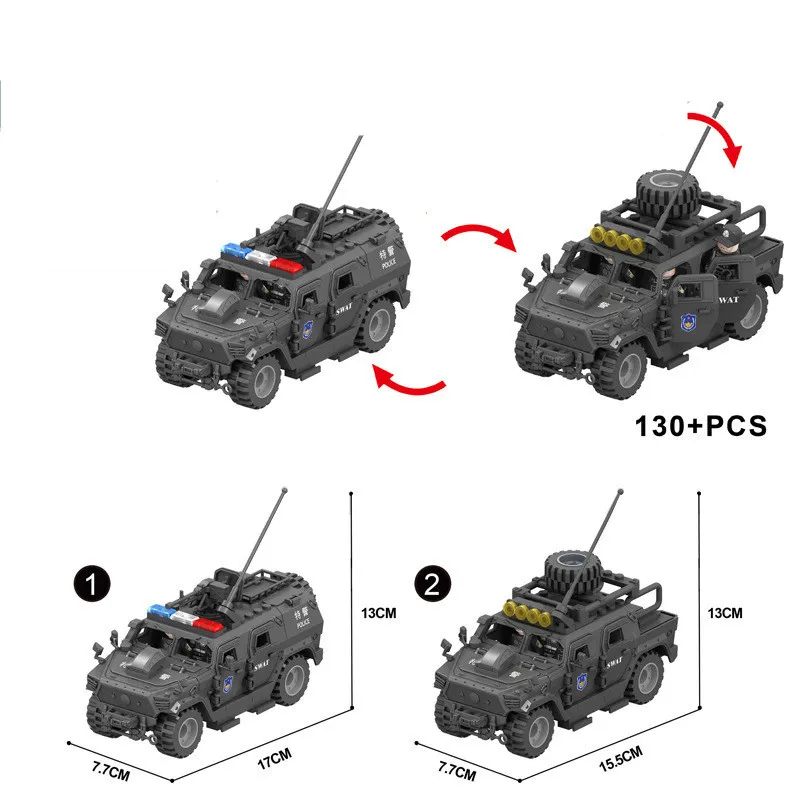 Bloques de construcción para niños, juguete de ladrillos para armar vehículo militar SWAT Armor, serie WW2, ideal para regalo de Navidad, 2024