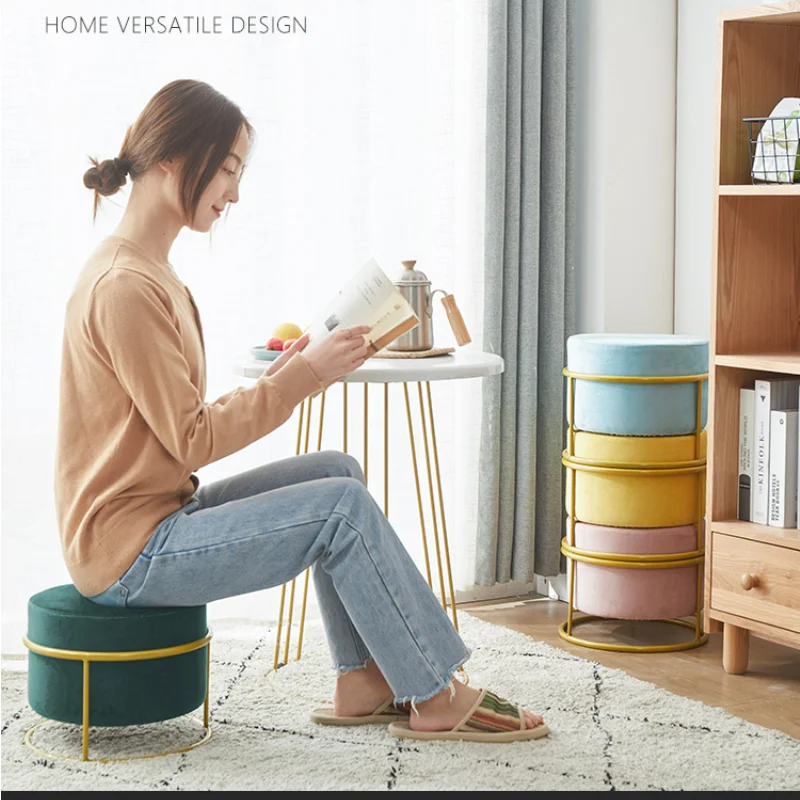 

Stools Household Stackable Sofa Side Stool Light Luxury Creative Shoe Changing Stool Simple Modern Small Bench Round Low Bench