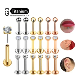 10pcs G23 Titanium Piercing 2/3/4mm CZ Lip Labre Earrings set Lip Stud Ring Tragus Free Spiral Cartilage Jewelry For Women