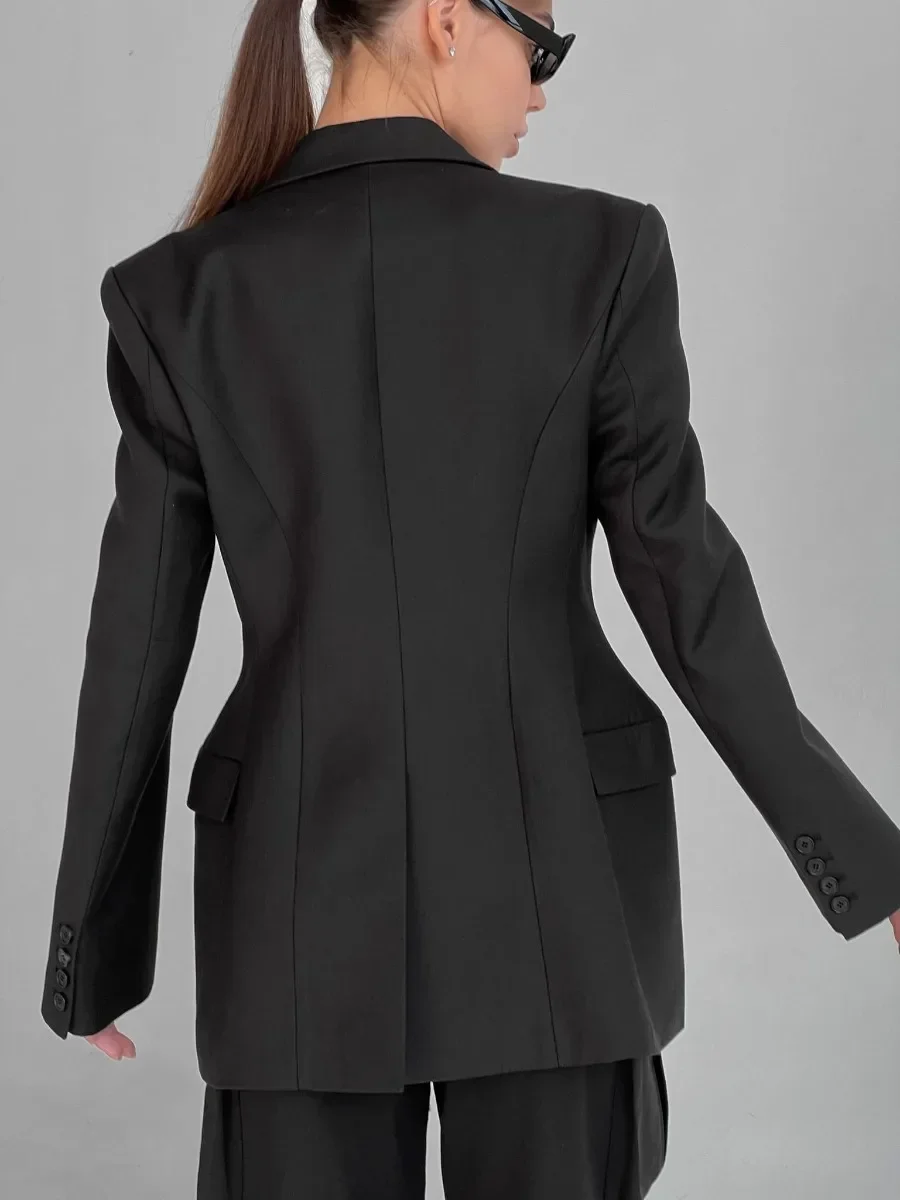 Bornladies Blazer Women Autumn Winter Slim Waist Chic Blazer Coats Office Ladies Double Breasted Fashion Jacket Women Clothing