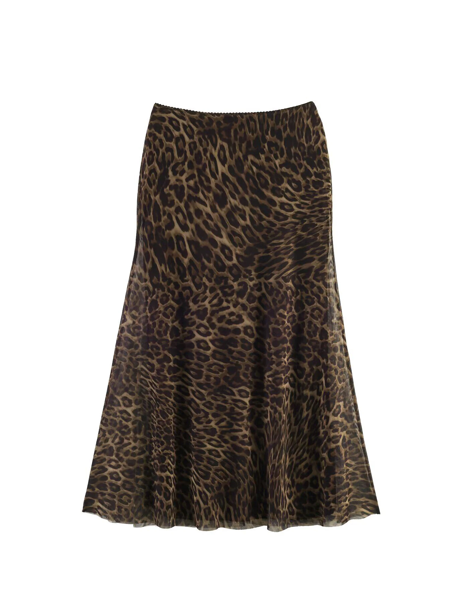 Women's Retro Leopard Print Mesh Skirt 2000s Vintage Y2K Gyaru Skirt High Waist Sexy Long Midi Skirt for Women Summer 2026 New