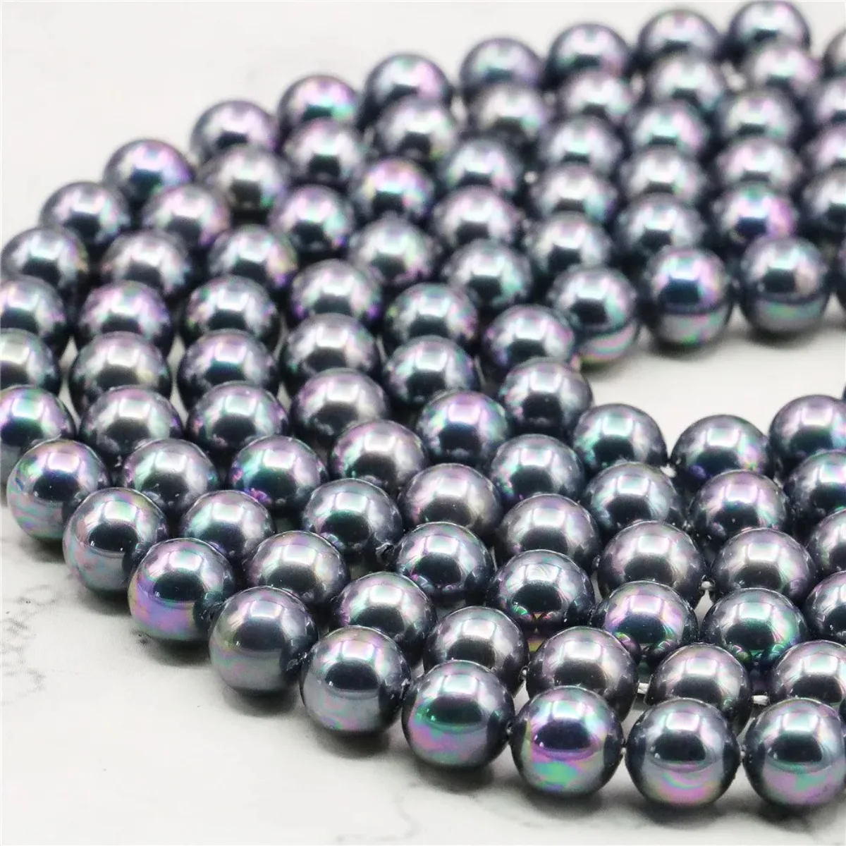 6 8 10 12 14mm Round Multicolor Black Sea Shell Pearl Loose Beads DIY Fashion Jewelry Making Design Natural Stone 15'BV41