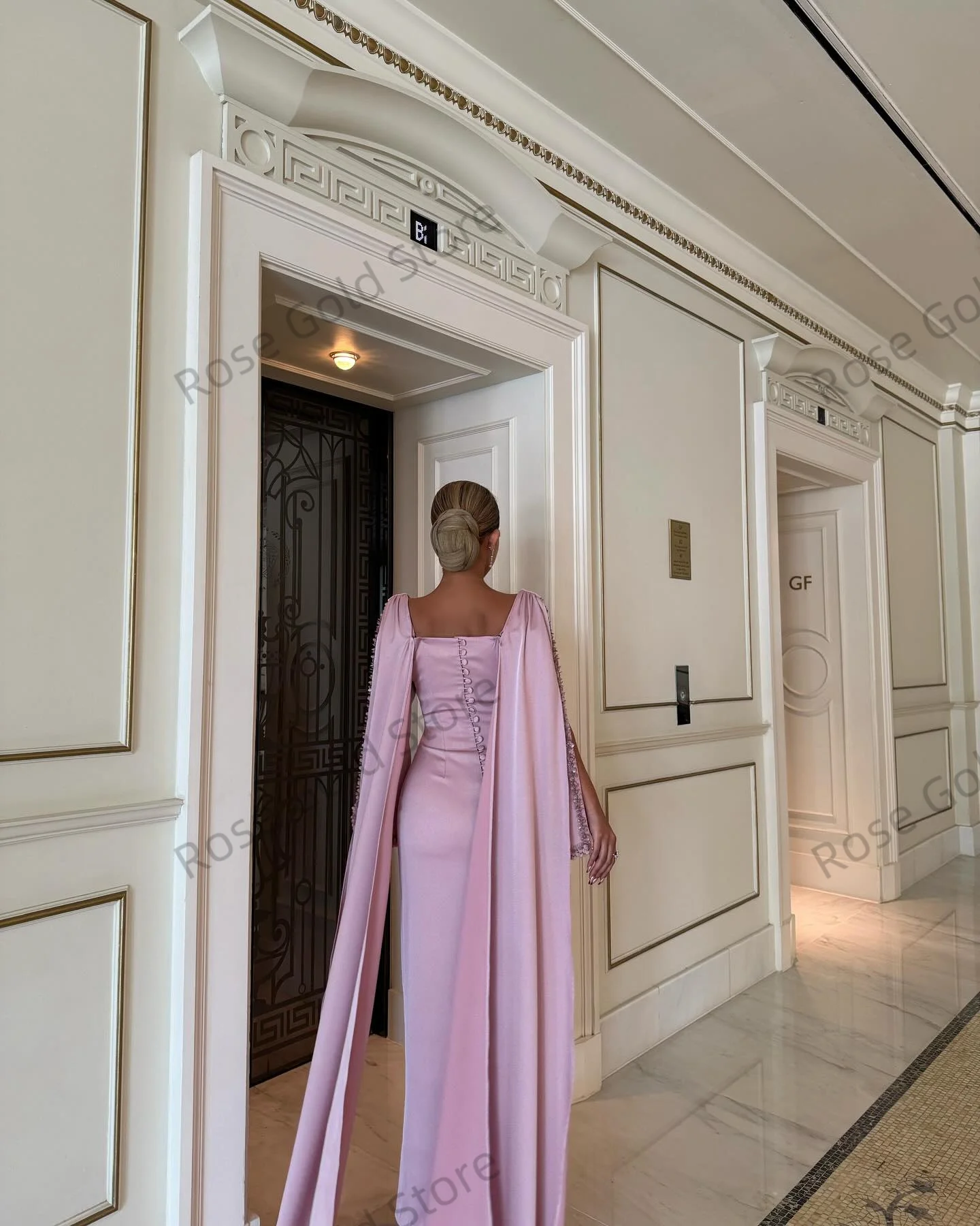 Prachtige roze galajurken voor dames kraag glanzende zijsplit vestidos de noche op maat gemaakte pailletten kralen formele galajurken