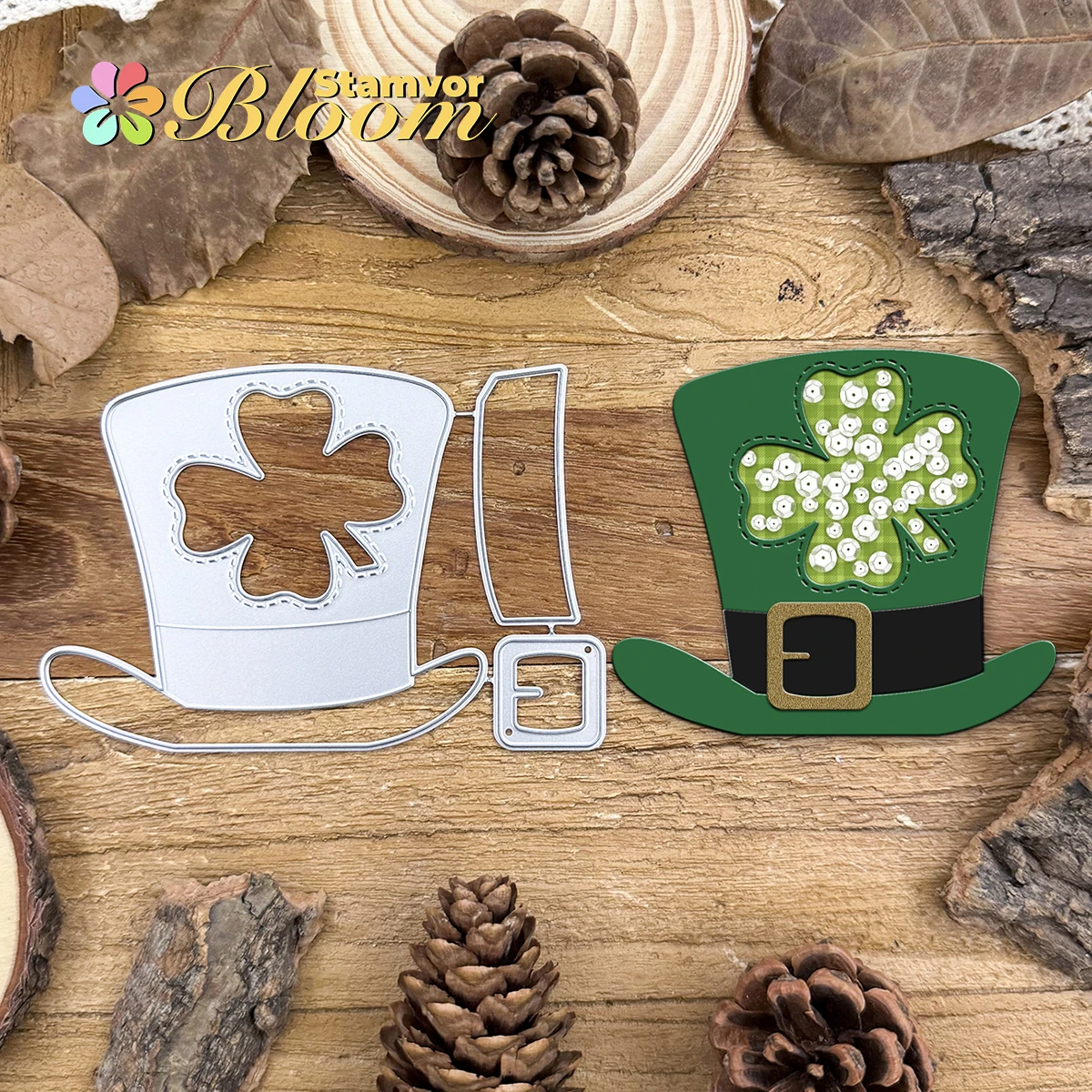St. Patrick's Day Schöne Glücksblätter Zylinder Shaker Karten Metall Stanzformen Scrapbooking Dekorative Prägung