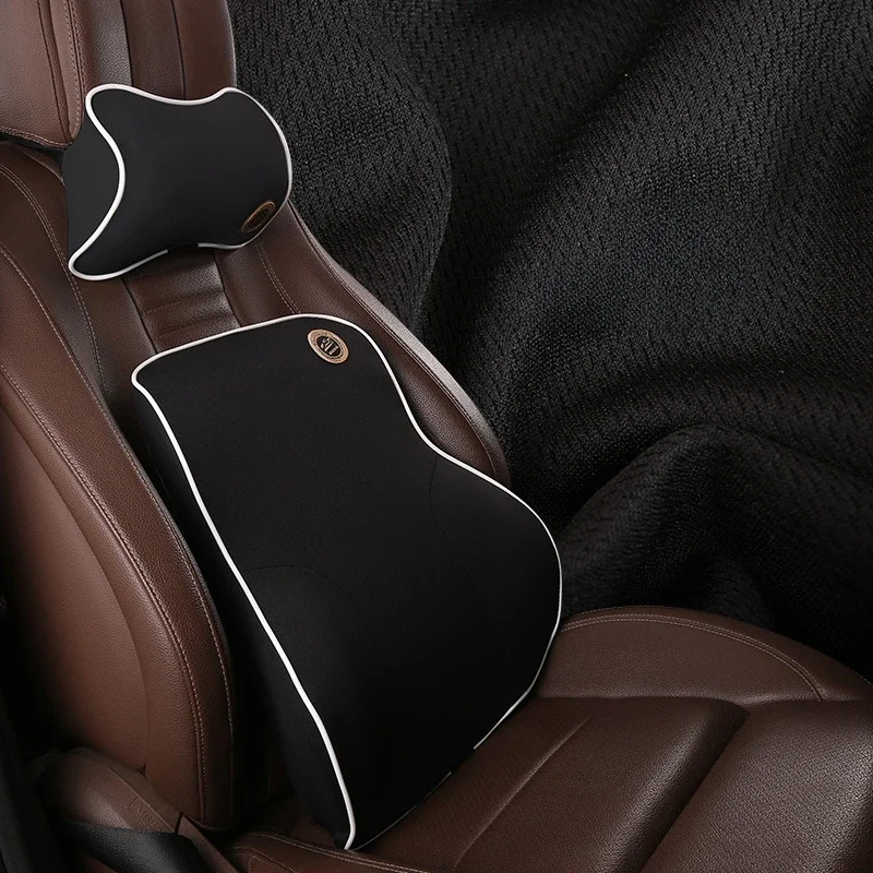 Car Headrest Small Headrest Waist Support Set Memory Cotton Inner Core Comfortable Car Seat Neck Pillow Waist Backrest Cushion