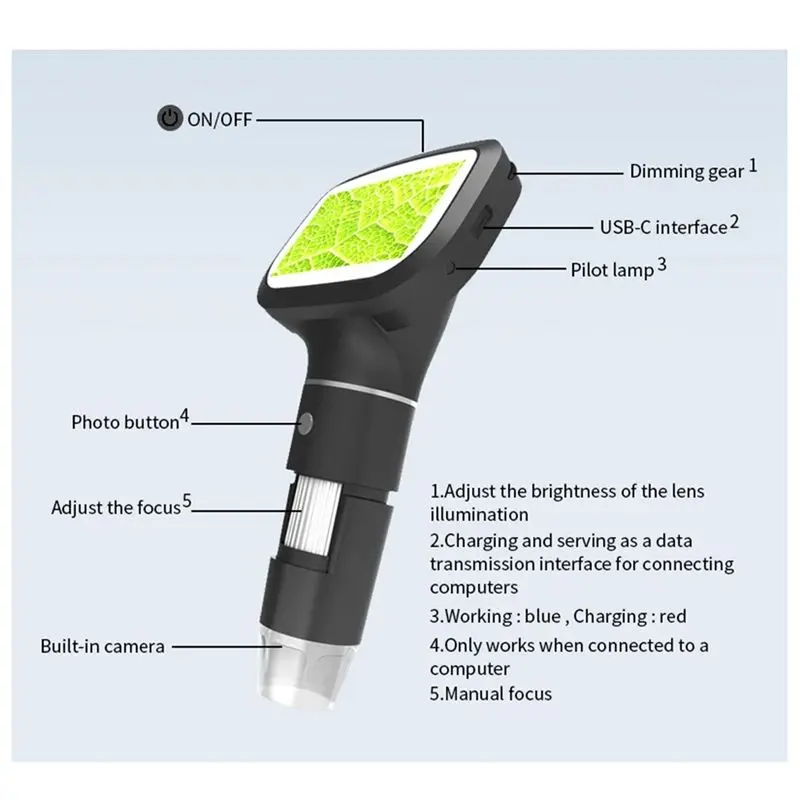 Innovative Upgrade 2.4 Inch Digital Microscope 1600X Magnification Coin Microscope With 8 Leds Soldering Microscope For Repair