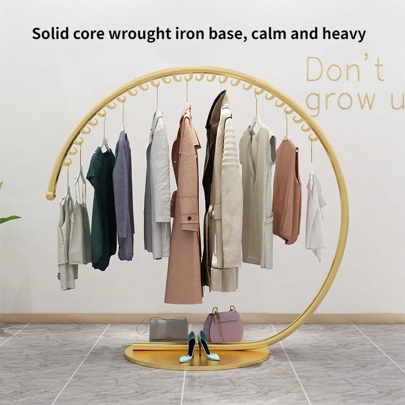 Nordic Style Wrought Iron Coat Rack Floor Clothes Racks Bedroom Clothes Hanger Indoor Simple Fashion Clothing Store Display Rack