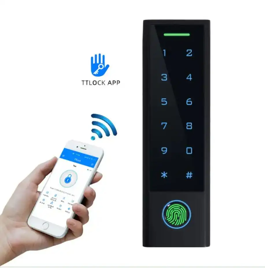 Plastic WIFI TUYA App Biometric Fingerprint Access Controller Keypad Waterproof RFID ID Card Standalone Door Access Control