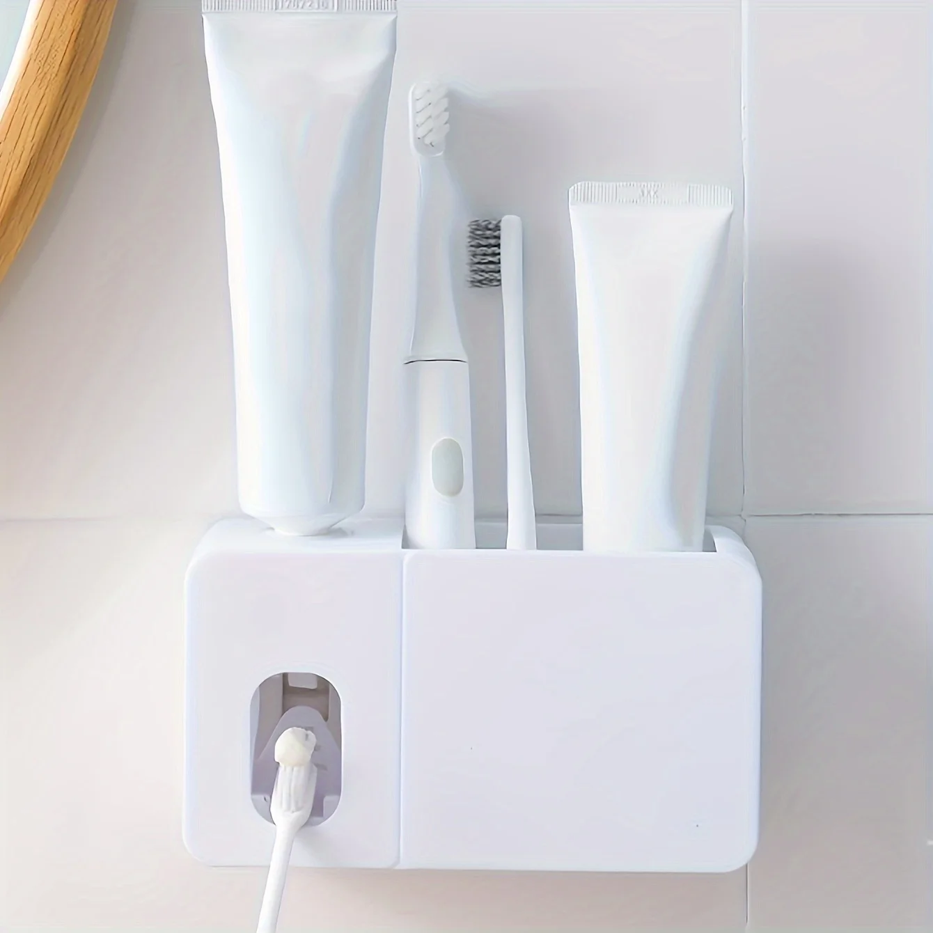 1pc-Upgrade your bathroom with this automatic toothpaste dispenser and wall mounted bracket!