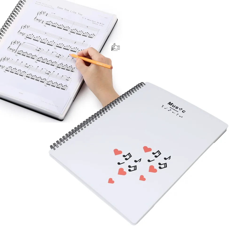 Portable 20 Sheets / 40 Pages Sheet Music Folder A4 Plastic Sheet Music Binder White File Folder For Sheet Music