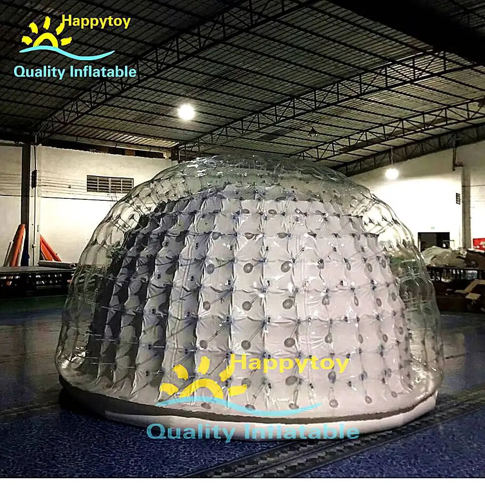 เต็นท์โดมเป่าลมสำหรับสนามหญ้า เต็นท์ลอดจ์ทรงฟองใสสีขาวสำหรับกลางแจ้ง