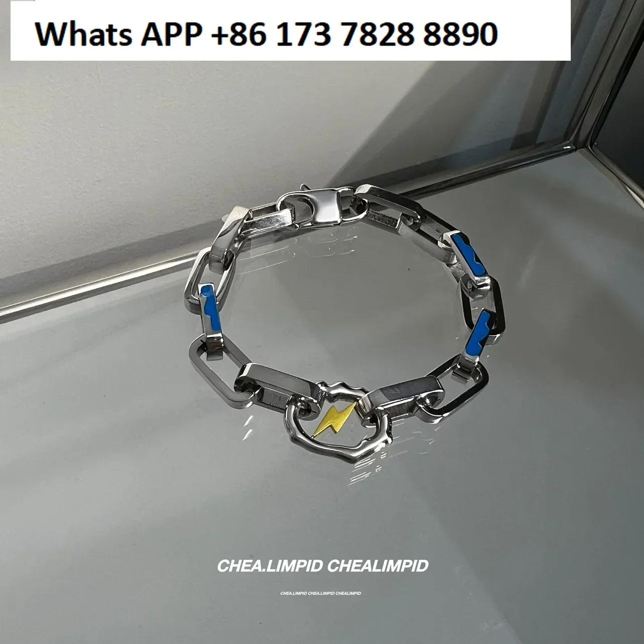 

CHEALIMPID/. Lightning - Heavy Metal Titanium Steel Hip Hop Niche Premium Trend Bracelet