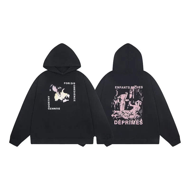 

25SS ERD Spring and Autumn Melancholy Richie Retro Character Letter Print High Street Long Sleeve T-shirt Men and Women Loose