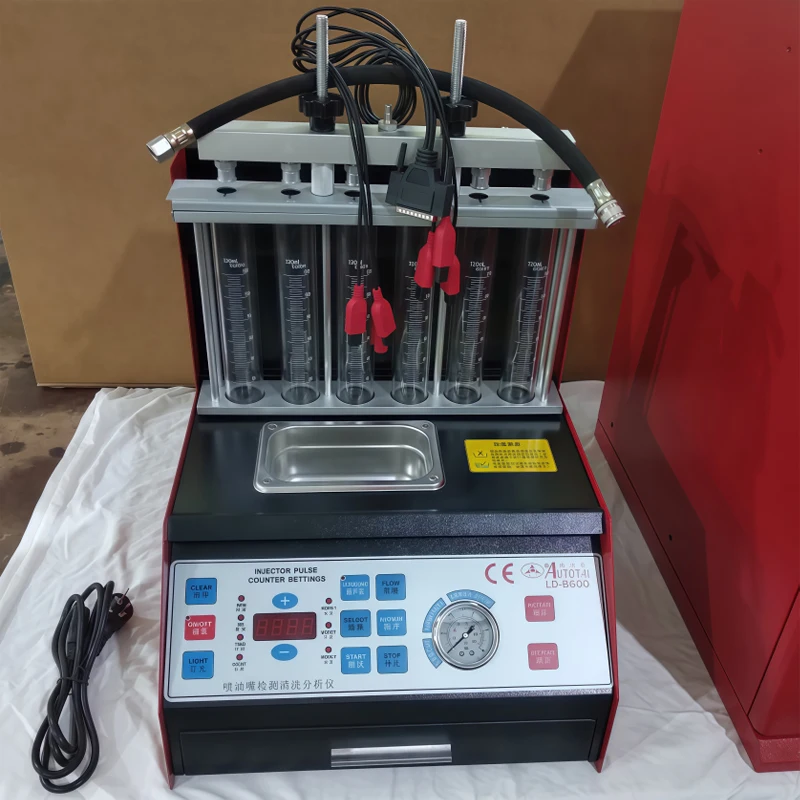 LD-B600 السيارات ستة اسطوانات كشف فوهة رذاذ الوقود وتنظيف آلة تنظيف فوهة رذاذ الوقود