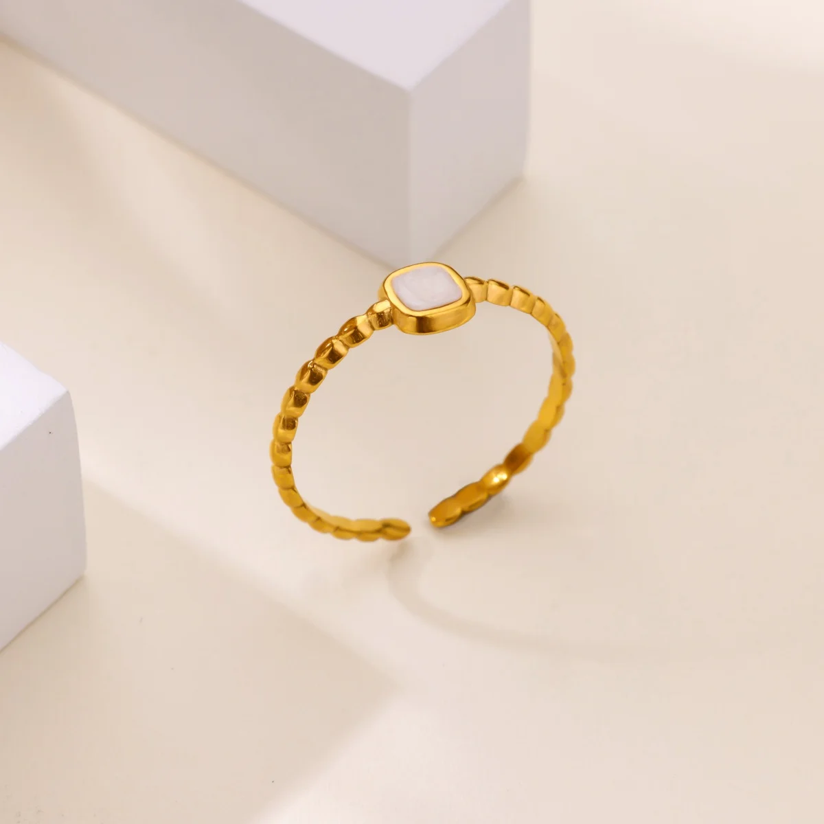 

Simple Oil Drip Square Rings For Women Stainless Steel Gold Color Opening Adjustable Index Finger Ring Jewelry anillos