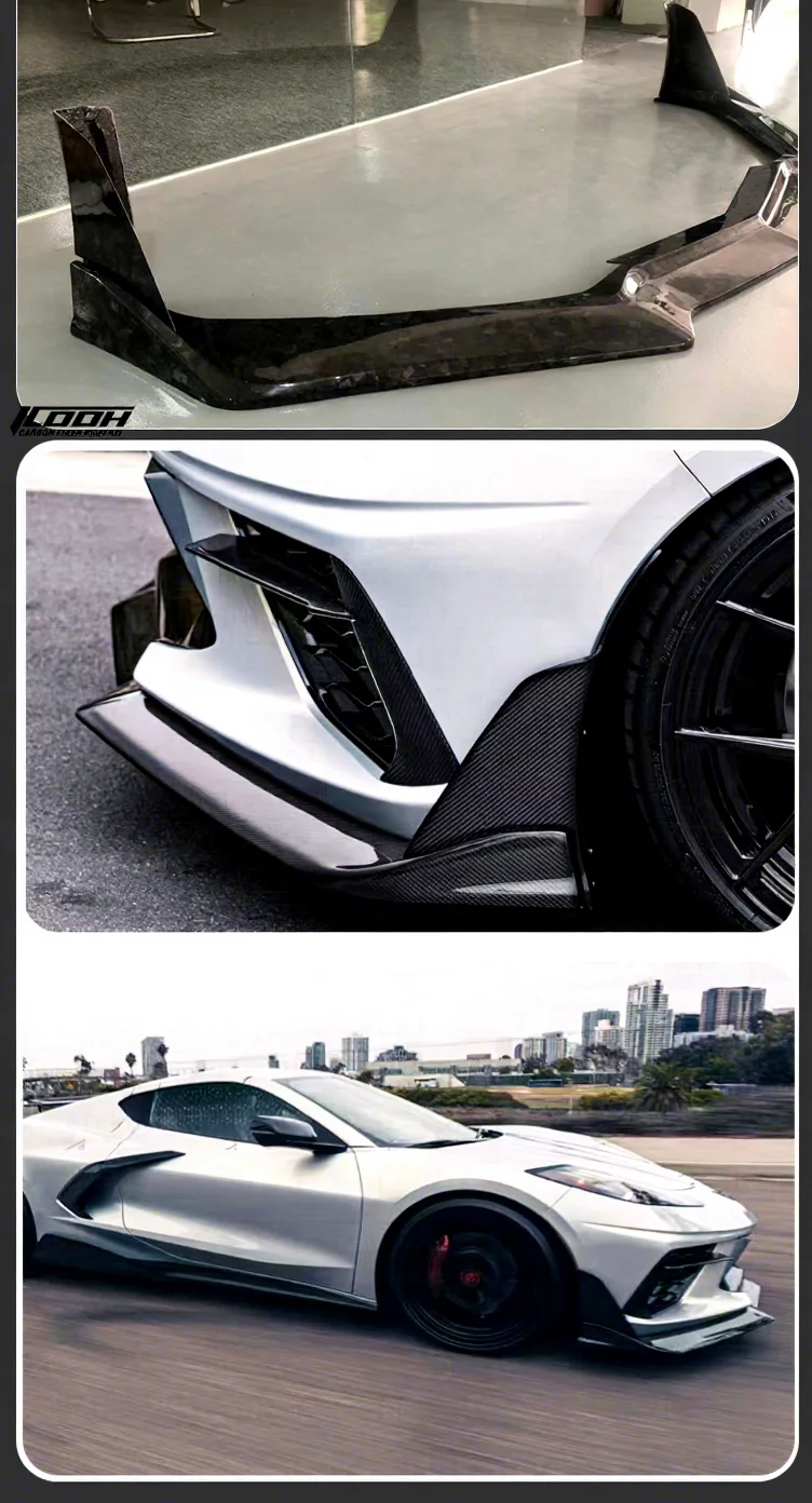 ICOOH Racing ZR1 ZTK Style Dry Carbon Fiber Body Kit With Front Diffuser Lip Fit for Chevy Corvette C8 2020+