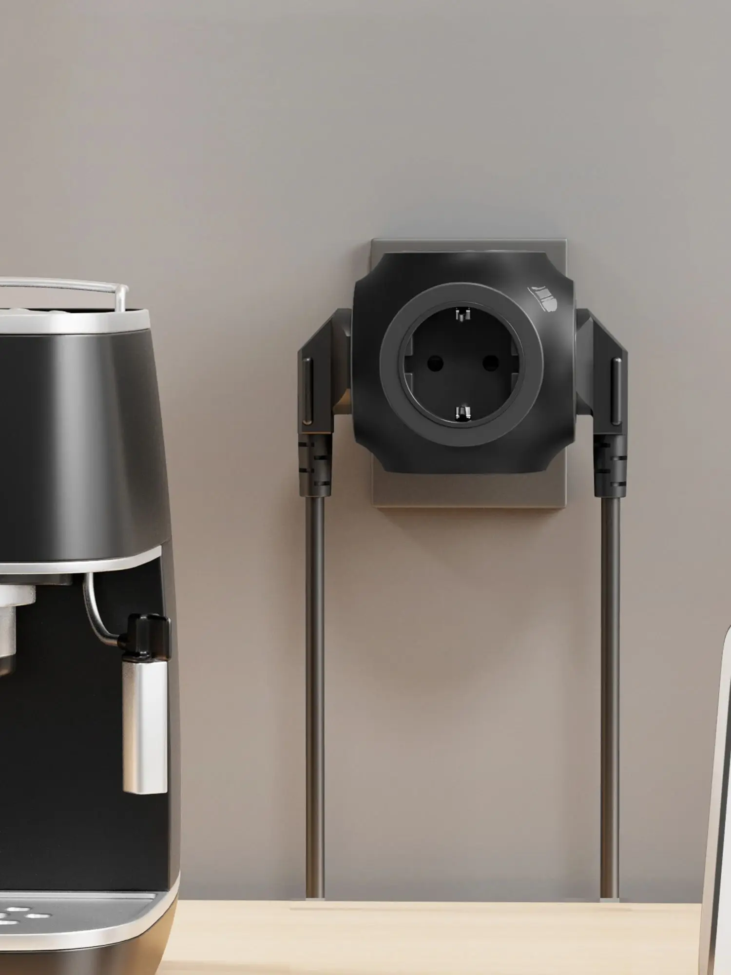5-in-1 EU-stekkerdoos 5 AC 4000W Multitap Europese standaard stekker elektrische wandcontactdoos netwerkfilter voor slaapkamer, keuken etc. - afbeelding 2