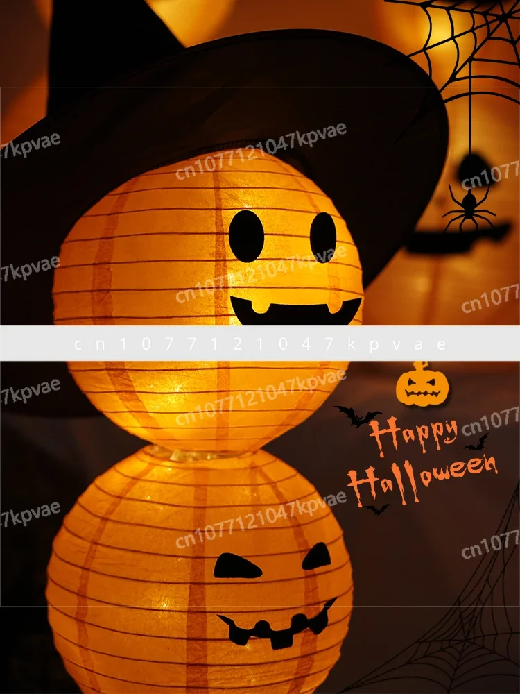 Halloween pumpkin lantern decorations, luminous ornaments, atmosphere scene arrangement, theme props