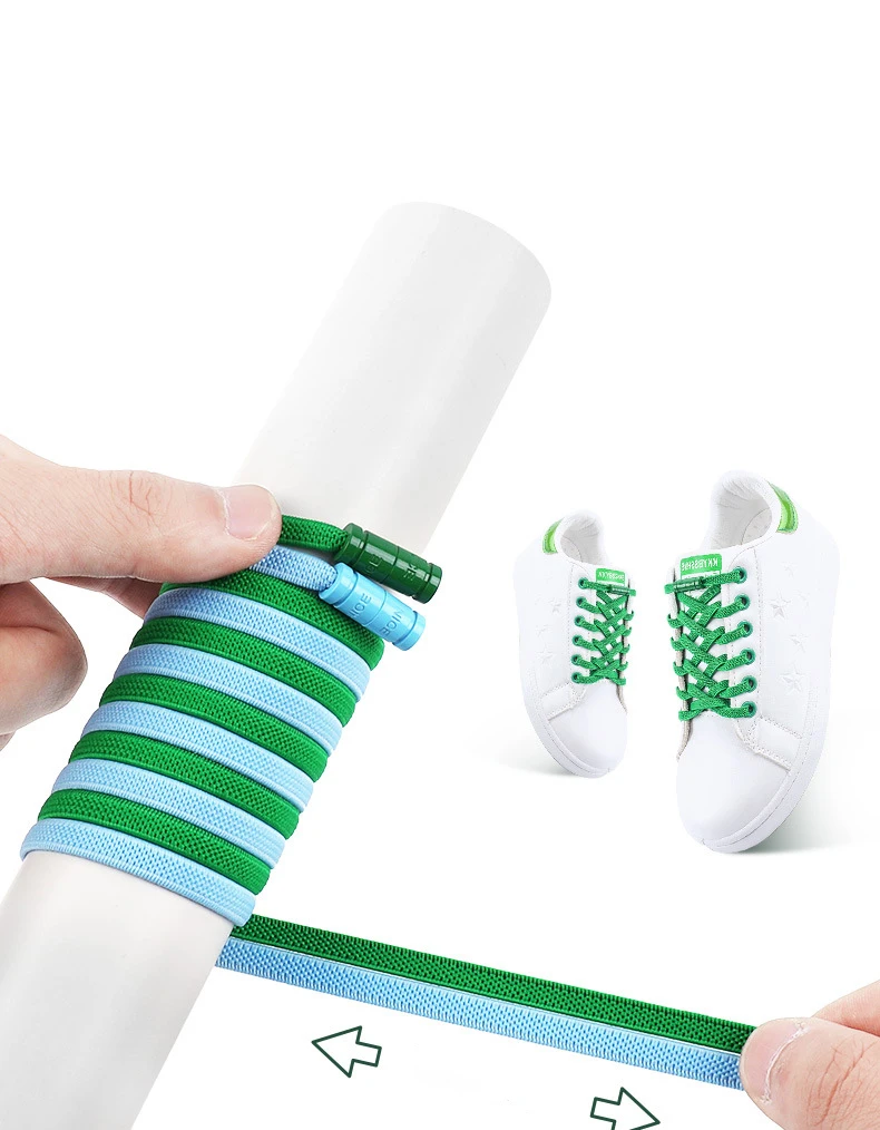 Elastische Schnürsenkel für Sneaker, Schnürsenkel ohne Binden, bunte Schnürsenkel mit Kapselverschluss, ohne Schnürsenkel, für Kinder und Erwachsene, 0,6 cm flache Schnürsenkel, 1 Paar/2 Paar. – Detail 5