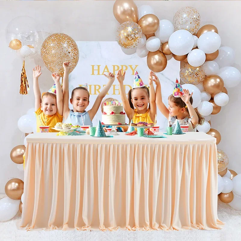 Birthday Party Table Skirt 14ft Check-in Dessert Tulle Table Skirting Wedding Hotel Conference Table Skirt Party Decoration