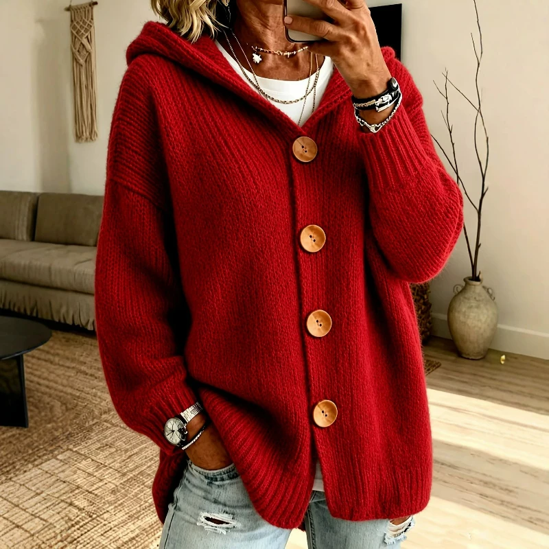 Women Single Breasted Sweaters Hoodies Thick Solid Jumpers Long Sleeve Cardigan Sweater Straight Casual Warm Office Lady Autumn