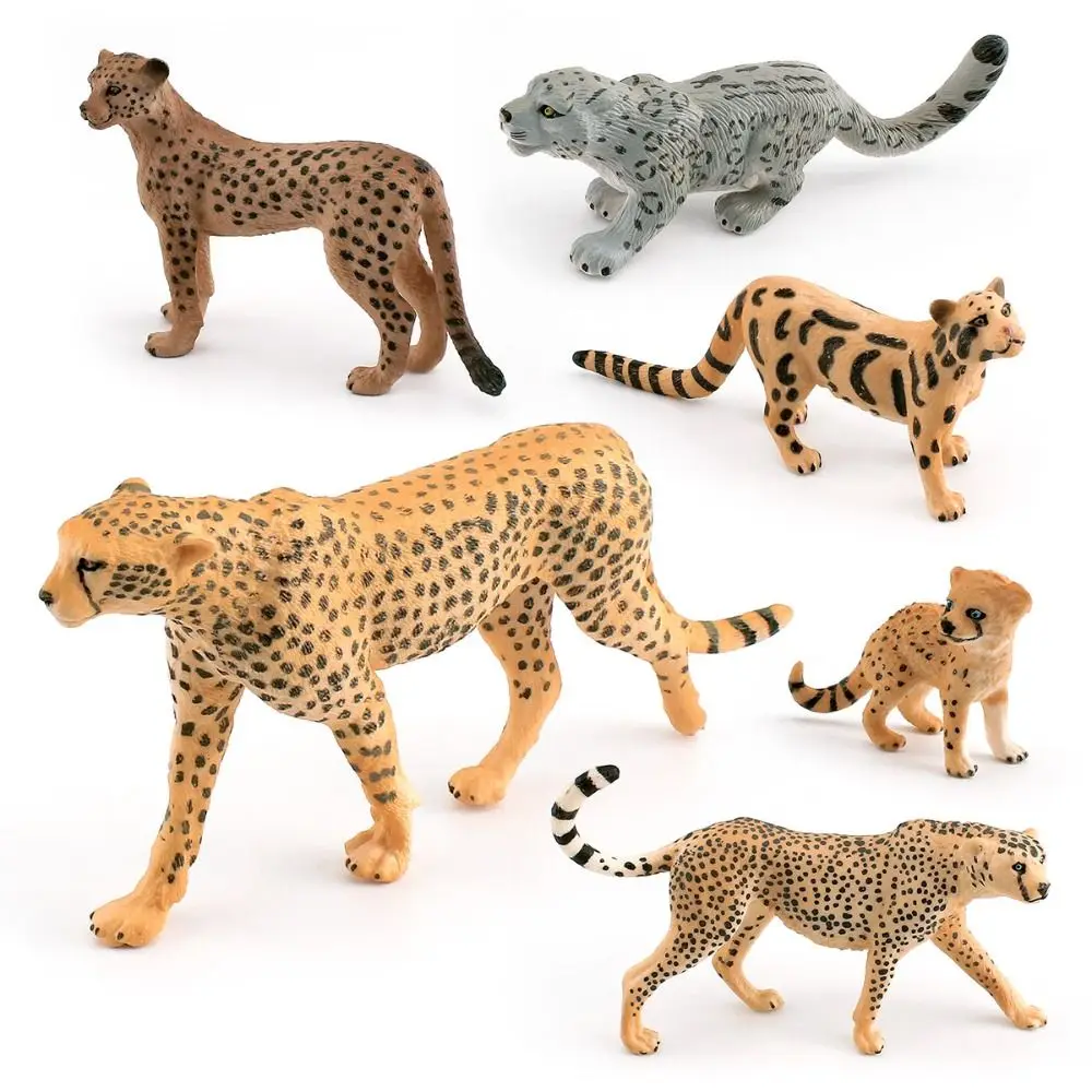 Realistic Leopard Action Figures Simulation Ornament Snow Leopard Model Educational Miniature Cheetah Leopard Figures Home Decor