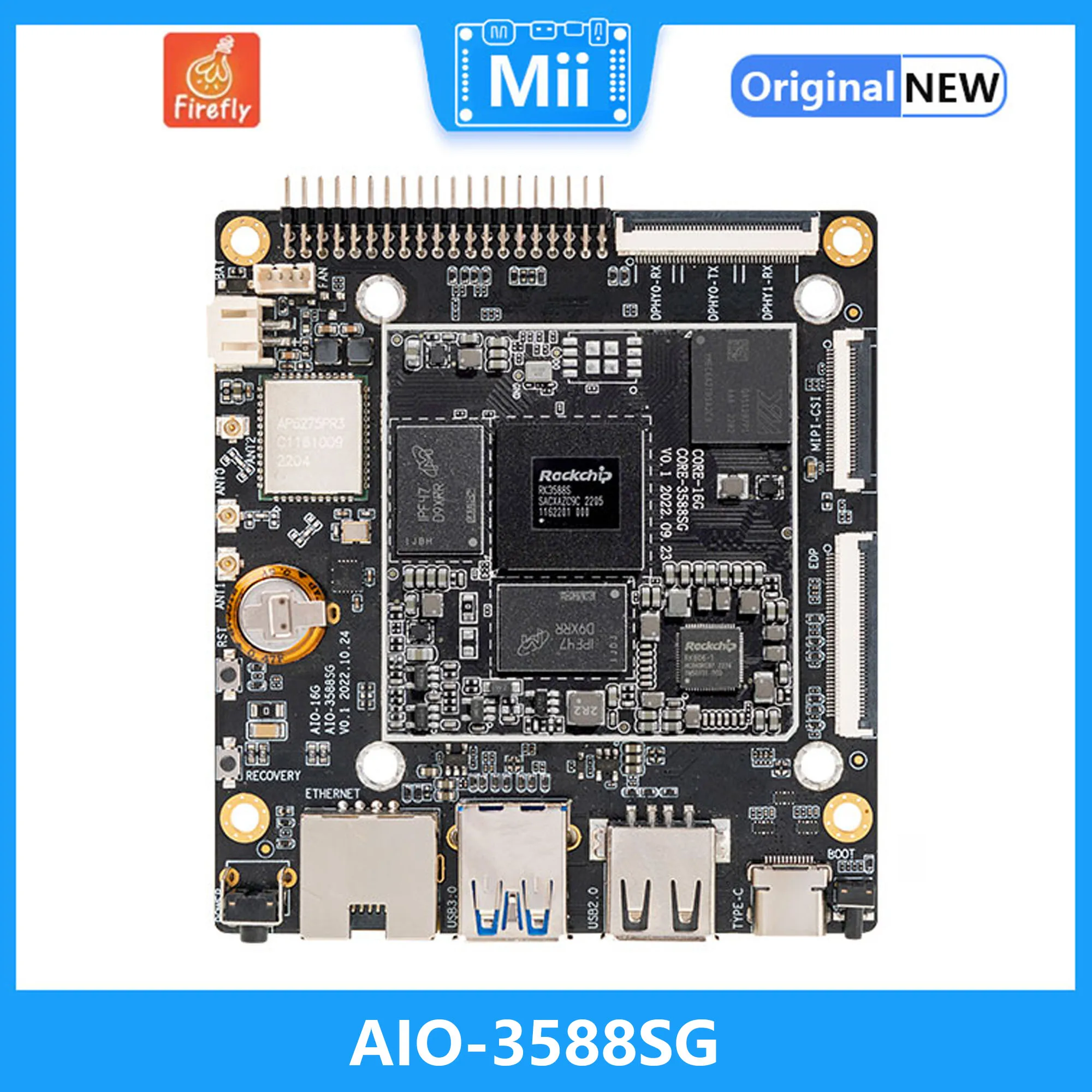 

AIO-3588SG Octa-Core 8K AI Mainboard features frequency of up to 2.4GHz, 6 TOPS computing power NPU