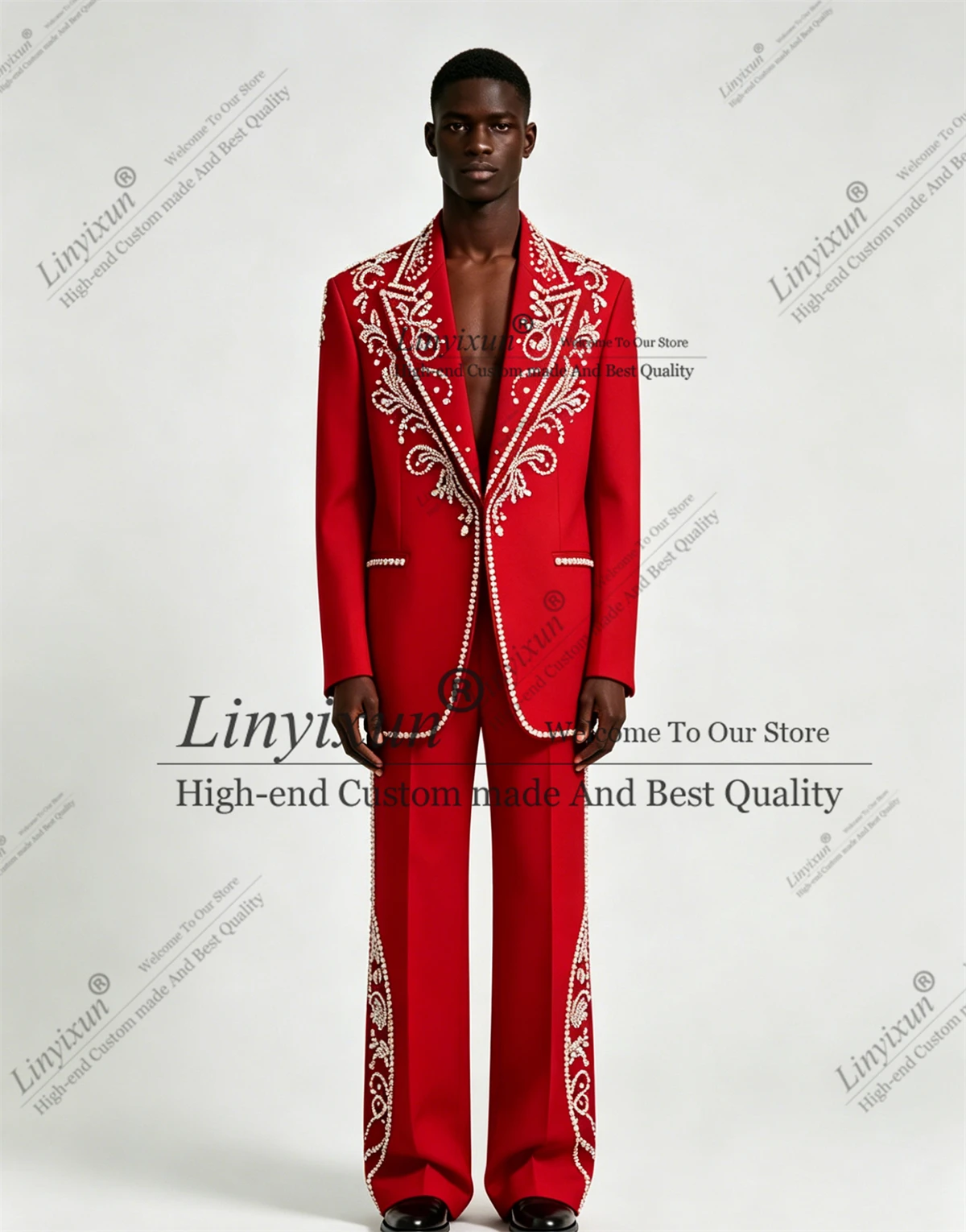 Simple style Gem Rhinestone Men Suits 2 Piece Male Prom Blazer Fashion Slim Groom Wedding Tuxedos Customized pantalones hombre
