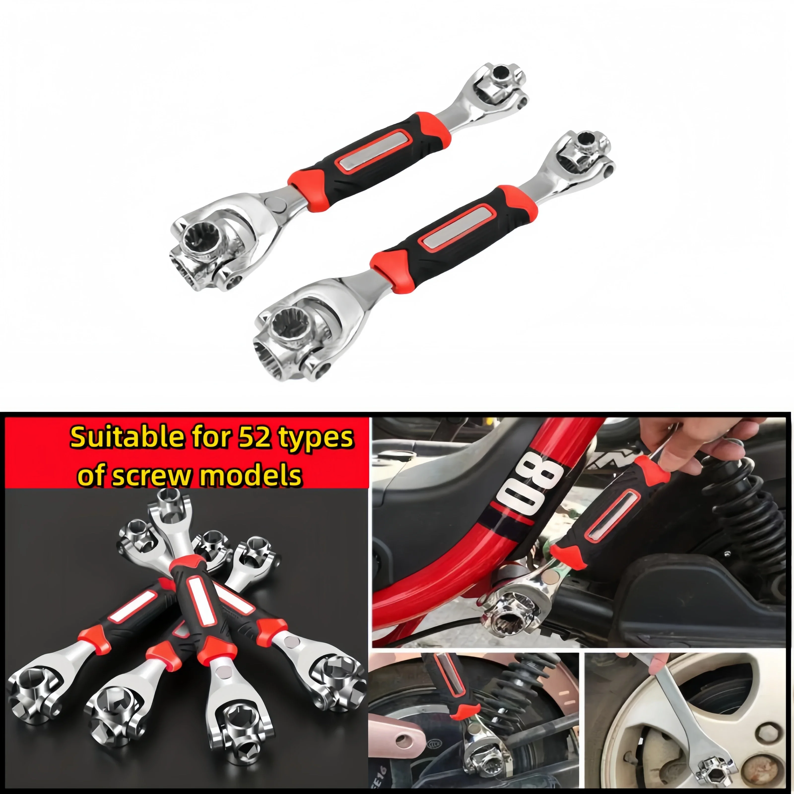 

52 in 1 Tools Socket Works Universal Ratchet Spline Bolts Sleeve Rotation Hand Tools 360 Degree Multipurpose Tiger Wrench