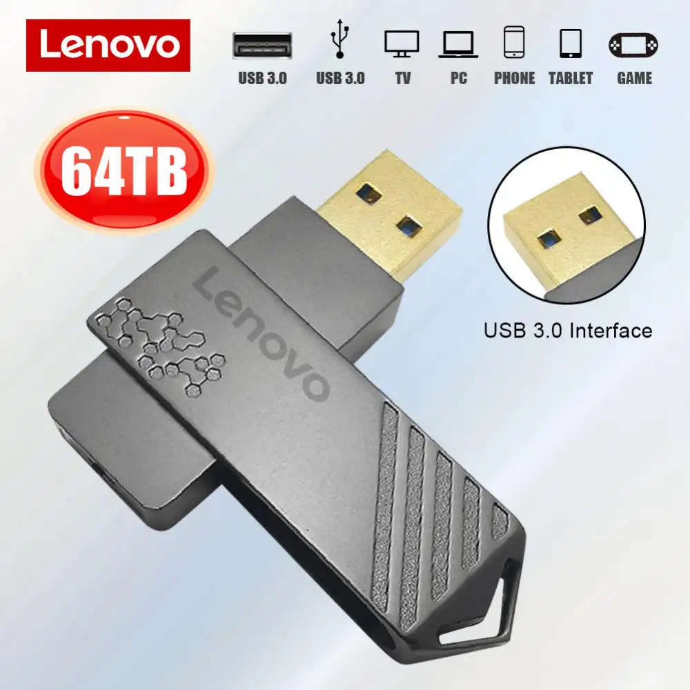 Lenovo 64TB USB Flash Drives 2TB High Speed Pen Drive USB 3.1 Flash Disk Memoria USB Stick 180mb/s USB Memory For Laptop Tablet