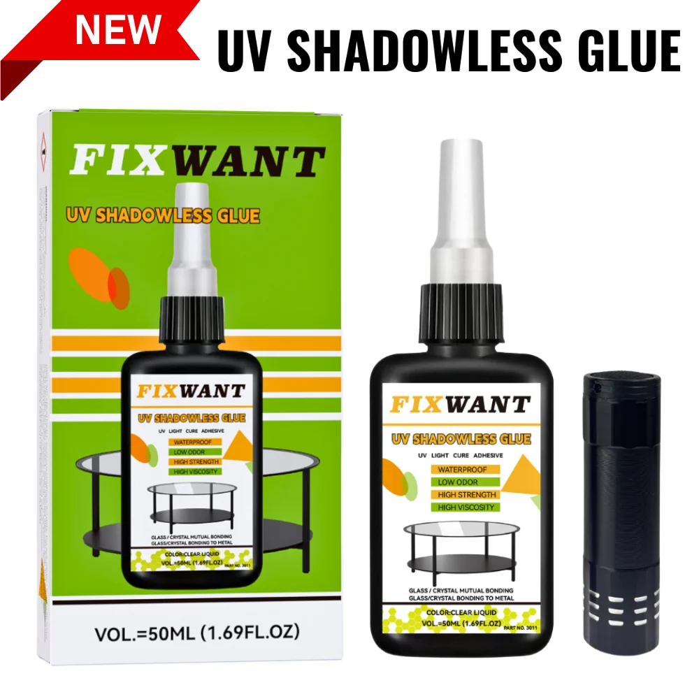 

FIXWANT UV Shadowless Glue UV Bonding &Welding Glue Kit Bonding UV Glue Quick-Drying For Bonding Glass, Metal, Wood, Stone