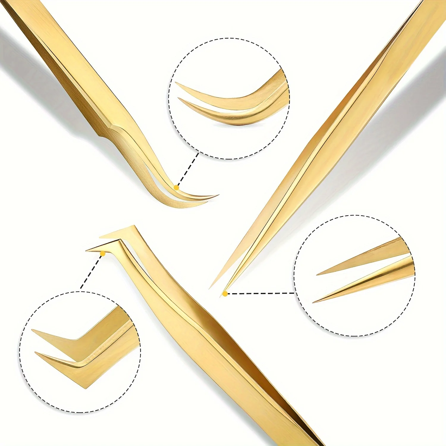 High Precision Lash Tweezers Set - Includes 3 Stainless Steel Eyelash Tweezers for Classic Individual and Volume Lash 2027