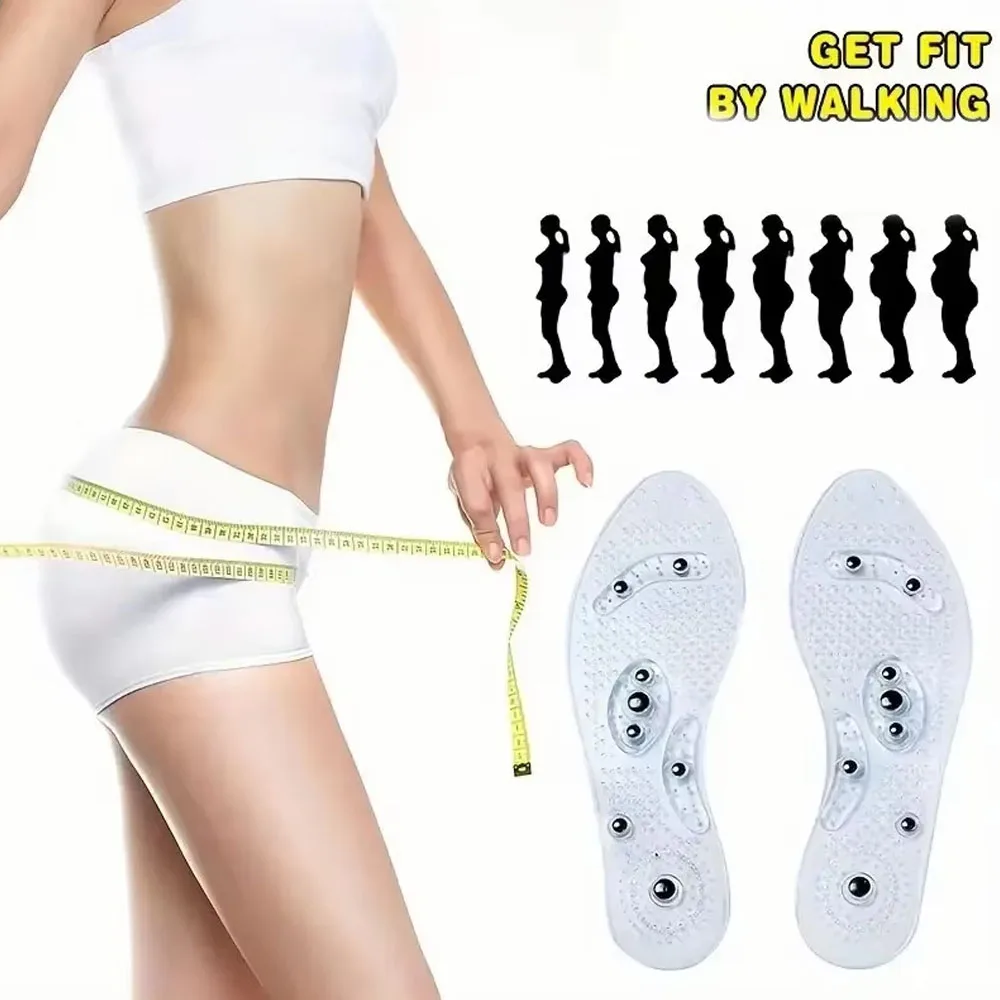 Magnetic Acupressure Insoles for Shoes Men Women Silicone Gel Massage Shoe Pad Pain Relief Slimming Weight Loss Foot Care Pads