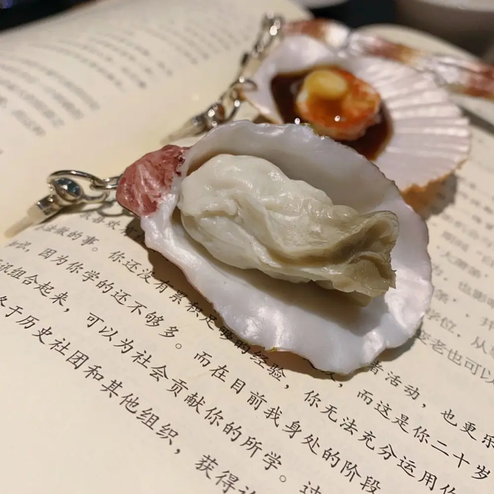 Creative Simulation Food Key Chain Fashion Cute Oyster Scallop Model Key Ring Interest Clam Scallop Model Pendant