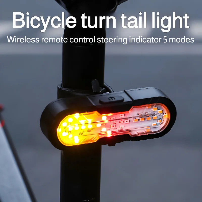 

Rechargeable Bike Tail Light with Turn Signal Bicycle Lights Wireless Remote Control Cycling Warning Taillight for Night Riding