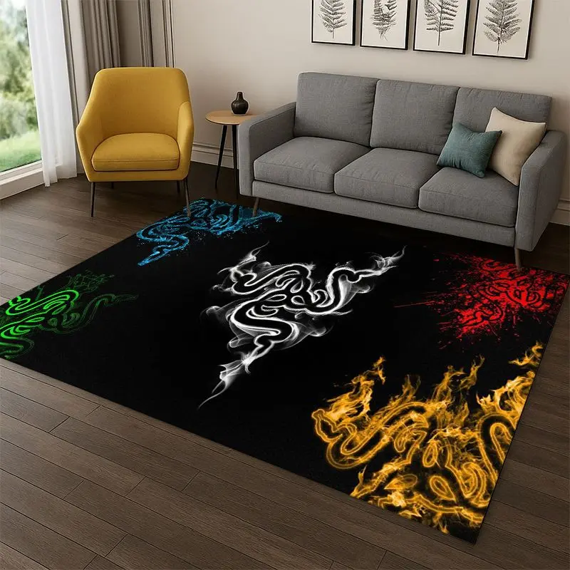 classic Razer Logo Game Snake Cartoon Carpet Rug for Bedroom Living Room Sofa Playroom Doormat Home Decor,Kid Area Rug Non-slip