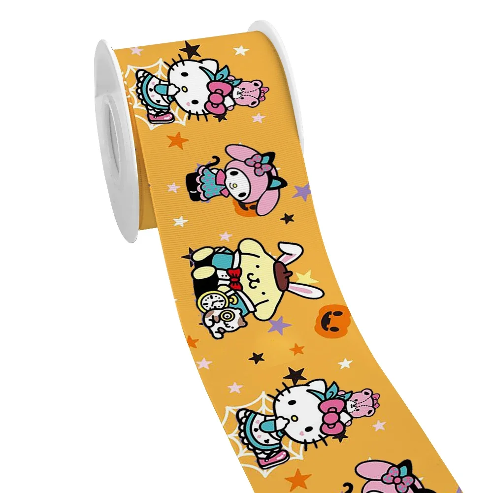 Halloween Sanrio Hello Kitty My Melody stampato Grosgrain/nastro di raso per la testa della ragazza indossare fiocchi per capelli 10 Yards