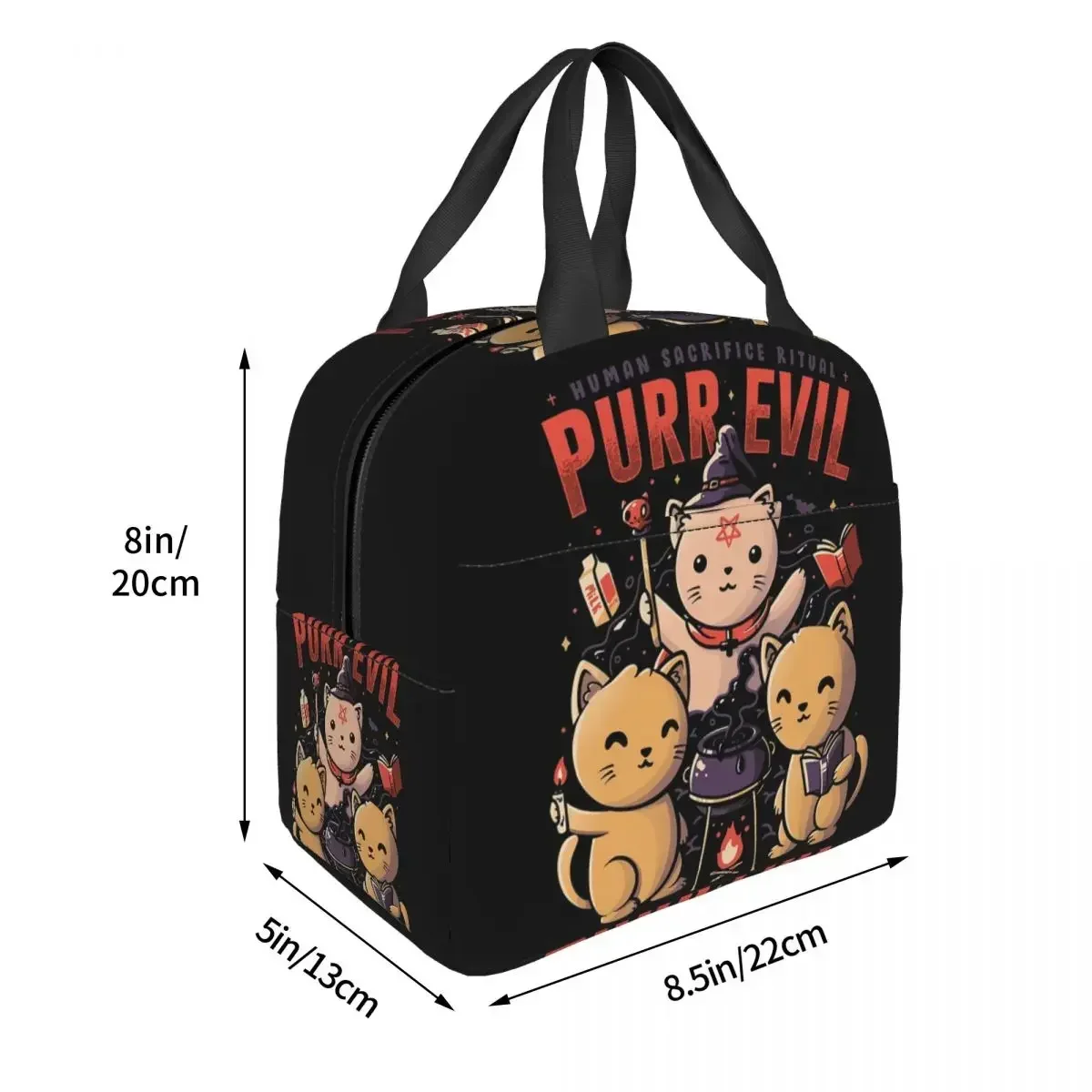 Purr Evil Magic Cat Satanic Gothic Witch Insulated Lunch Bag for Women Office Cooler Thermal Food Box Tote Lunch Boxes Container