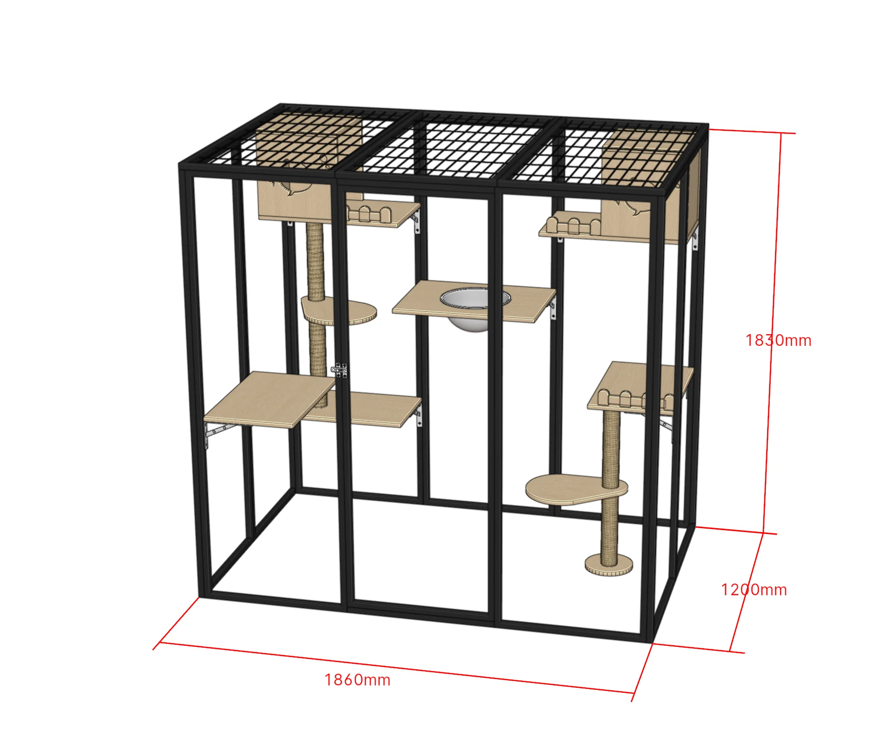 

Cheap Cat House Production Factory Customized Aluminum Alloy Frame Cat Cage Panoramic Cat Villa Cattery