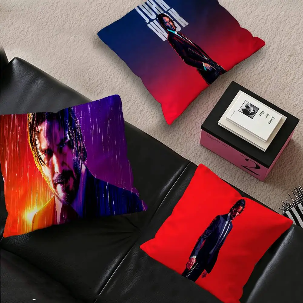 Action Movie J-John W-Wick Cushion Cover Car Throw Pillow Case For Sofa Car Christmas Gift 40x40cm 45x45cm